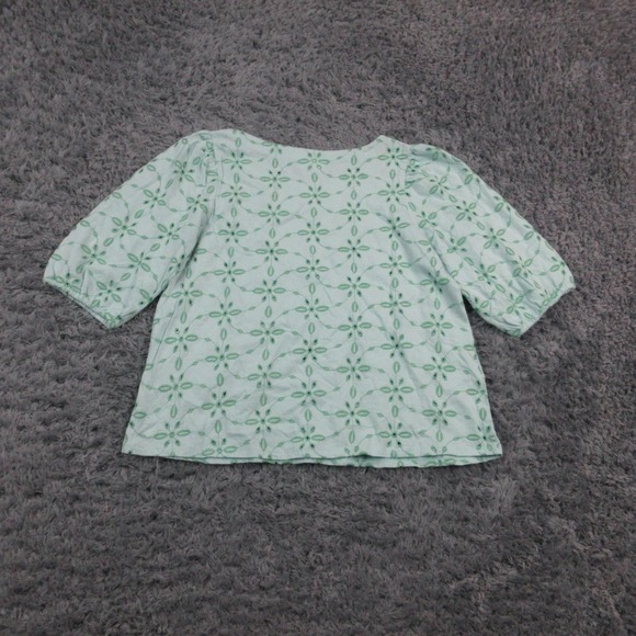 J.Jill Shirt Womens XS Petite Green Embroidered Floral Eyelet Cotton Top NWT - Picture 13 of 15
